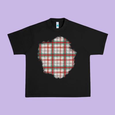 Christmas Tartan Patch Urban Heavy Tee Designed By Bundleandbundleshop