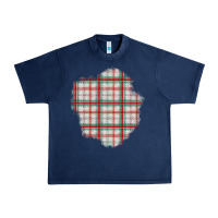 Navy Christmas Tartan Patch Urban Heavy Tee - BundleAndBundleShop