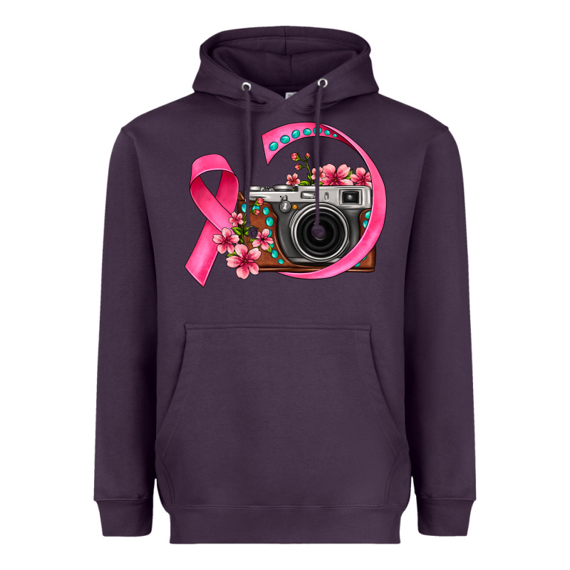 Floral Cancer Ribbon Vintage Camera Heavyweight Hoodie by FaDigitalArtStudio | Teevron
