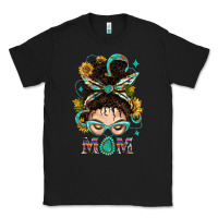 Black Western Messy Bun Mom With Sunflower Classic Tee - BundleAndBundleShop