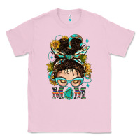 Bubblegum Pink Western Messy Bun Mom With Sunflower Classic Tee - BundleAndBundleShop