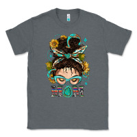 Charcoal Heather Western Messy Bun Mom With Sunflower Classic Tee - BundleAndBundleShop