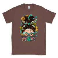 Chestnut Western Messy Bun Mom With Sunflower Classic Tee - BundleAndBundleShop