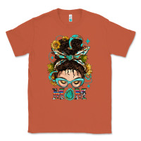 Copper Western Messy Bun Mom With Sunflower Classic Tee - BundleAndBundleShop