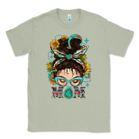 Matcha Western Messy Bun Mom With Sunflower Classic Tee - BundleAndBundleShop