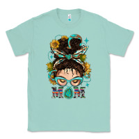 Seafoam Western Messy Bun Mom With Sunflower Classic Tee - BundleAndBundleShop