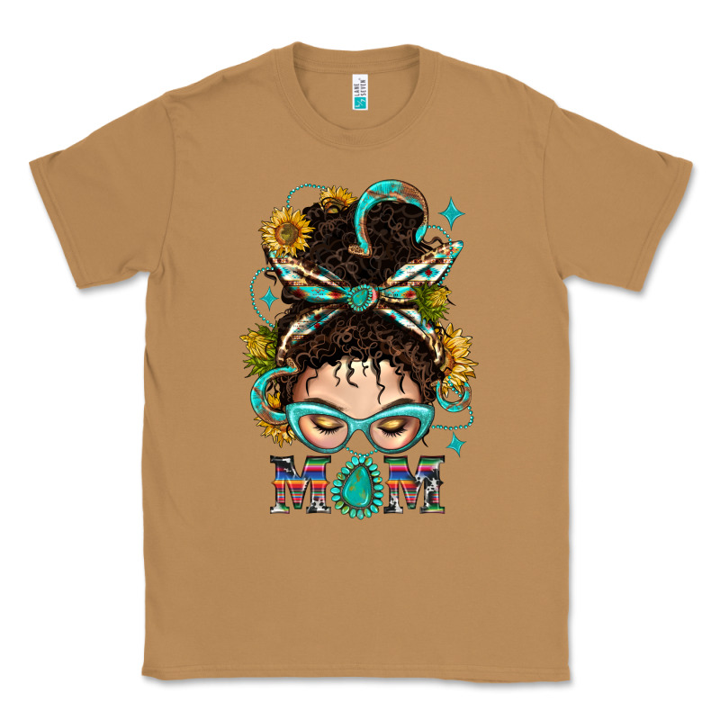 Western Messy Bun Mom With Sunflower Classic Tee by BundleAndBundleShop | Teevron