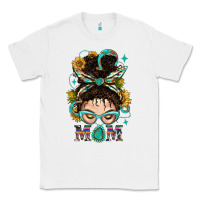 White Western Messy Bun Mom With Sunflower Classic Tee - BundleAndBundleShop