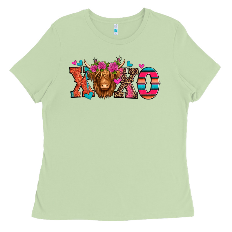 Xoxo Valentine's Day Highland Cow Ladies Tee by Jasminsmagicworld | Teevron
