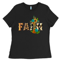 Black faith with cross Ladies Tee - BarkalooDesign