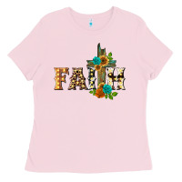 Bubblegum Pink faith with cross Ladies Tee - BarkalooDesign