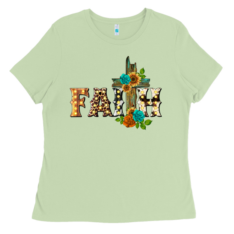 Faith With Cross Ladies Tee by BarkalooDesign | Teevron