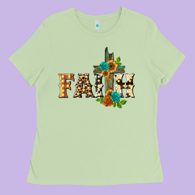 Faith With Cross Ladies Tee Designed By Barkaloodesign
