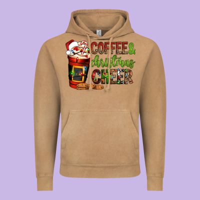 Coffee And Christmas Cheer Vintage Hoodie Designed By Nancycooperartshop