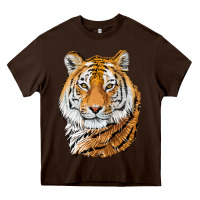 Chocolate Brown Tiger Head Heavy Core Tee - LillyAllenDesigns