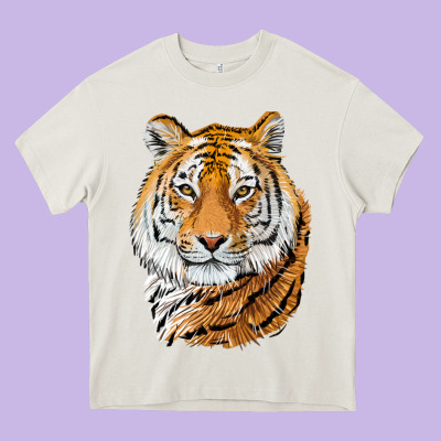 Tiger Head Heavy Core Tee Designed By Lillyallendesigns