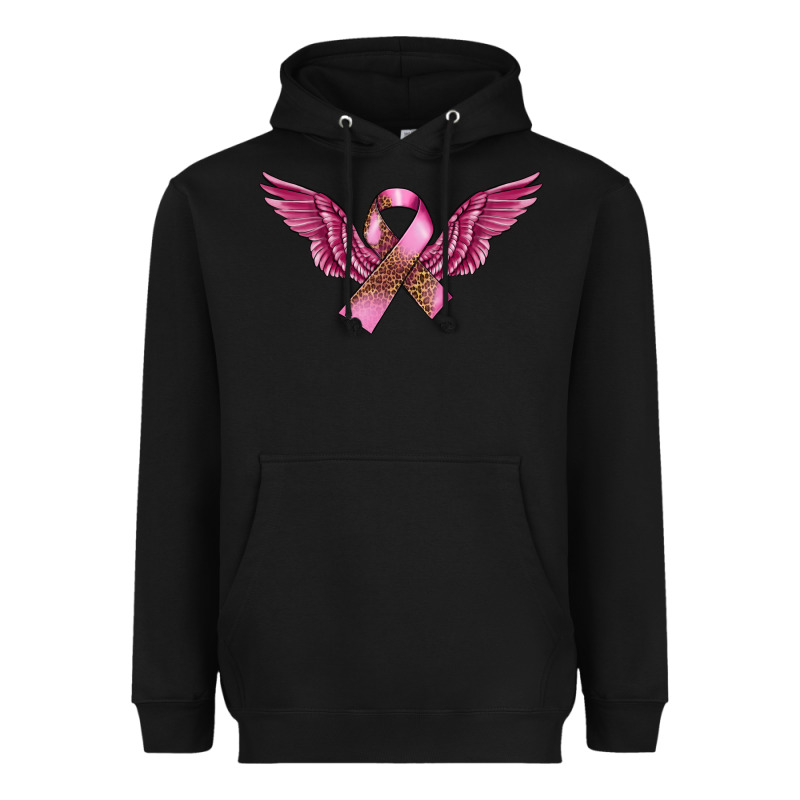 Breast Cancer Ribbon With Angel Wings Heavyweight Hoodie by FaDigitalArtStudio | Teevron