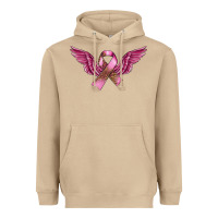 Mushroom Breast Cancer ribbon with angel wings Heavyweight Hoodie - FaDigitalArtStudio