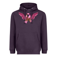 Plum Breast Cancer ribbon with angel wings Heavyweight Hoodie - FaDigitalArtStudio