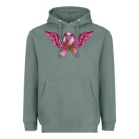 Sage Breast Cancer ribbon with angel wings Heavyweight Hoodie - FaDigitalArtStudio