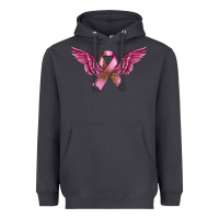 Smoke Breast Cancer ribbon with angel wings Heavyweight Hoodie - FaDigitalArtStudio