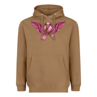 Toasted Coconut Breast Cancer ribbon with angel wings Heavyweight Hoodie - FaDigitalArtStudio