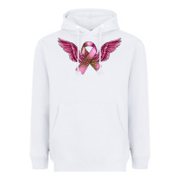 White Breast Cancer ribbon with angel wings Heavyweight Hoodie - FaDigitalArtStudio