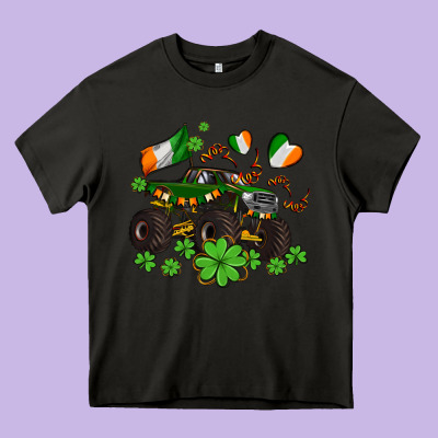 Monster Truck With Shamrocks Heavy Core Tee Designed By Adodesignshop