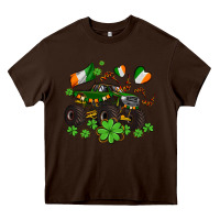 Chocolate Brown monster truck with shamrocks Heavy Core Tee - AdoDesignShop