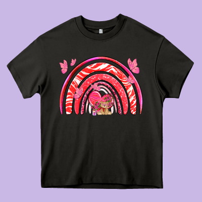 Valentines Day Rainbow With Heart Heavy Core Tee Designed By Nancycooperartshop