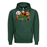 Sports Green merry christmas Zipper Hoodie - CowGirlArtShop