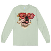 Matcha English bulldog with love glass Long Sleeve Tee - RanaPortraitStore