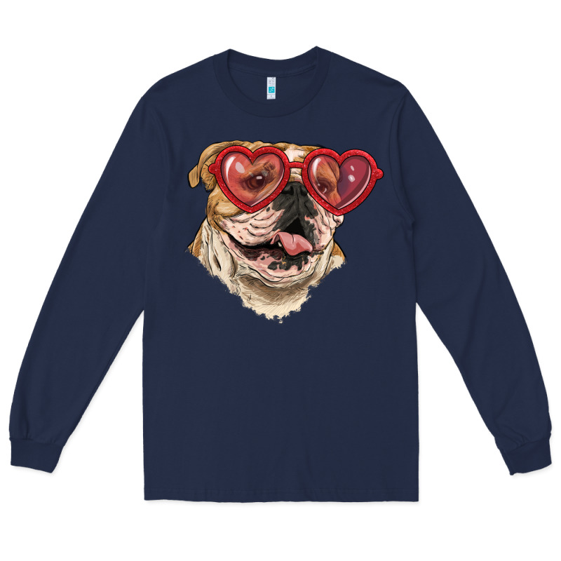 English Bulldog With Love Glass Long Sleeve Tee by RanaPortraitStore | Teevron