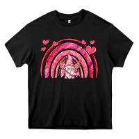 Black valentines day rainbow with cupid gnome Heavy Core Tee - NancyCooperArtShop