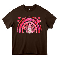 Chocolate Brown valentines day rainbow with cupid gnome Heavy Core Tee - NancyCooperArtShop