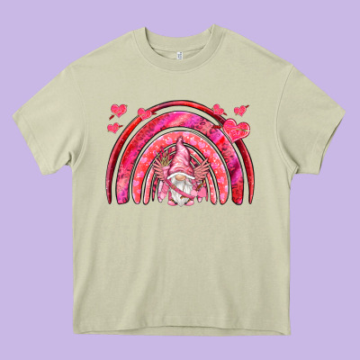 Valentines Day Rainbow With Cupid Gnome Heavy Core Tee Designed By Nancycooperartshop