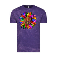 Cloud Purple Pride LGBTQ+ Sunflower With Peace Vintage Tee - BundleAndBundleShop