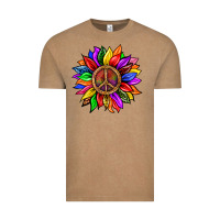Vintage Coffee Pride LGBTQ+ Sunflower With Peace Vintage Tee - BundleAndBundleShop