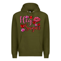 Army Green hey sugar with lips and candies olivia Premium Hoodie - OliviaCreatesArt