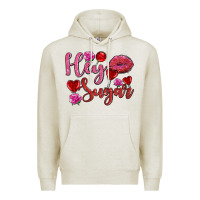 Oatmeal Heather hey sugar with lips and candies olivia Premium Hoodie - OliviaCreatesArt