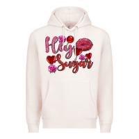 Pale Pink hey sugar with lips and candies olivia Premium Hoodie - OliviaCreatesArt