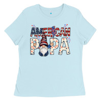Baby Blue american papa with gnome Ladies Tee - NancyCooperArtShop