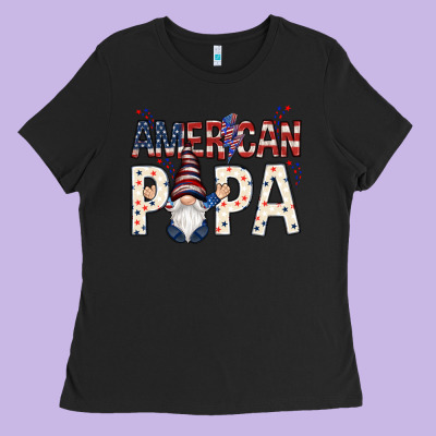 American Papa With Gnome Ladies Tee Designed By Nancycooperartshop