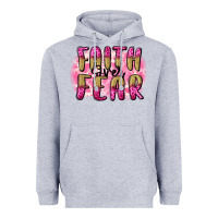 Heather Grey Faith over fear  Breast Cancer Awareness Heavyweight Hoodie - FaDigitalArtStudio