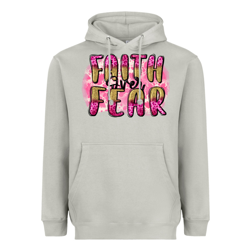 Faith Over Fear  Breast Cancer Awareness Heavyweight Hoodie by FaDigitalArtStudio | Teevron