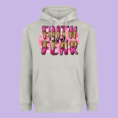 Faith Over Fear  Breast Cancer Awareness Heavyweight Hoodie Designed By Fadigitalartstudio