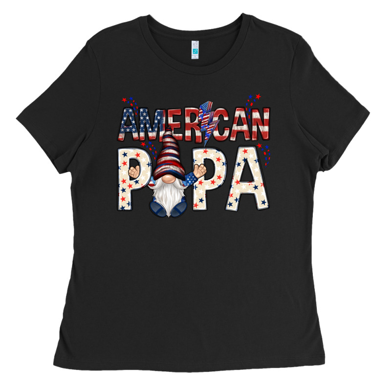 American Papa With Gnome Ladies Tee by NancyCooperArtShop | Teevron
