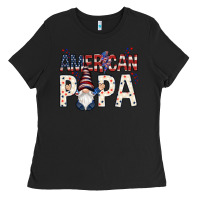Black american papa with gnome Ladies Tee - NancyCooperArtShop