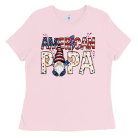 Bubblegum Pink american papa with gnome Ladies Tee - NancyCooperArtShop