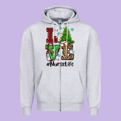 Love Nurse Life Christmas Zipper Hoodie Designed By Cowgirlartshop